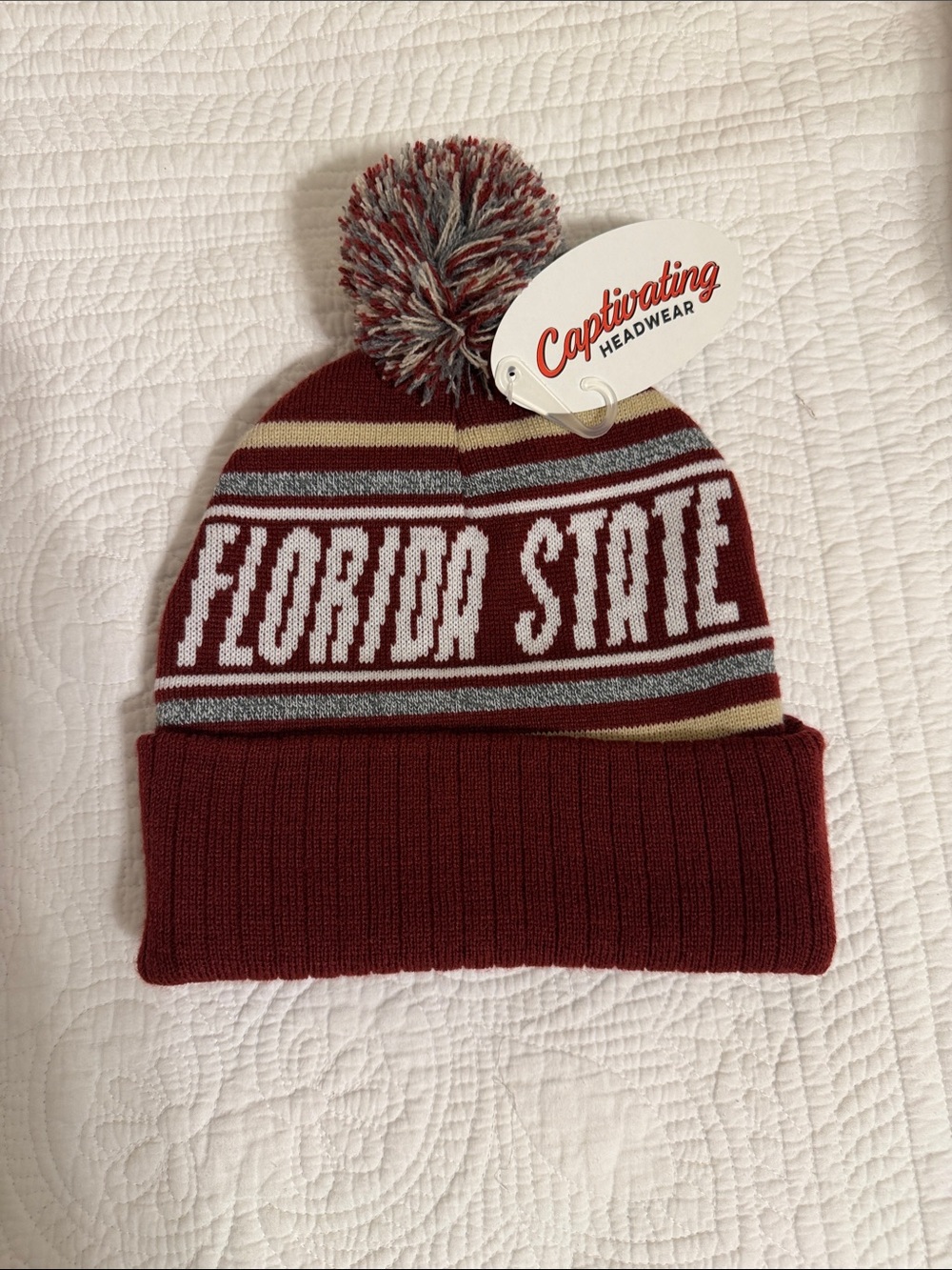 Florida State Pom Beanie - Garnet/Gold